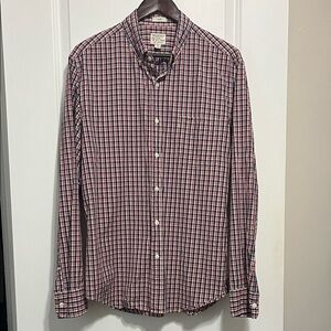 J. Crew Secret Wash Cotton Poplin Shirt in Check Sz Large